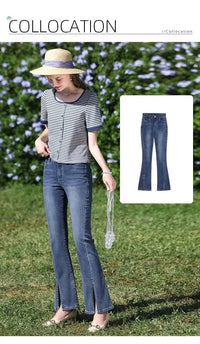 I BELIEVE YOU Women's Striped Slim Knit Top – Casual Retro Summer Round Neck Tee