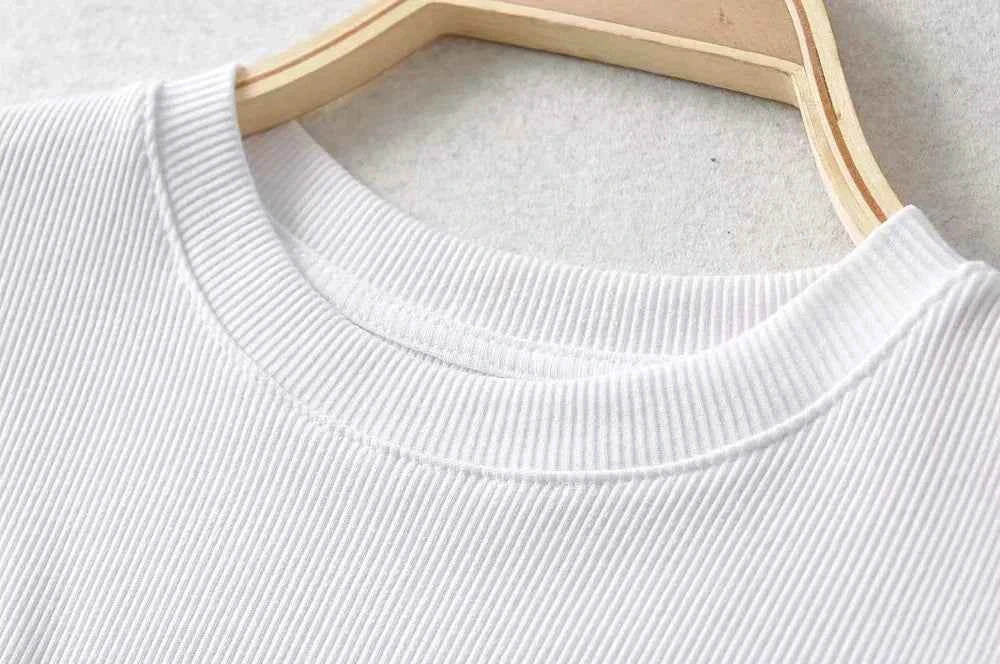 Summer Sexy Women O-neck Short-sleeve T-shirt Solid Color Basic Slim Elastic Skinny Crop Tops