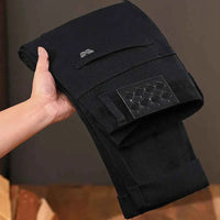Men's Pure Black Slim Fit Jeans – Light Luxury Stretch Straight Leg Pants 2025
