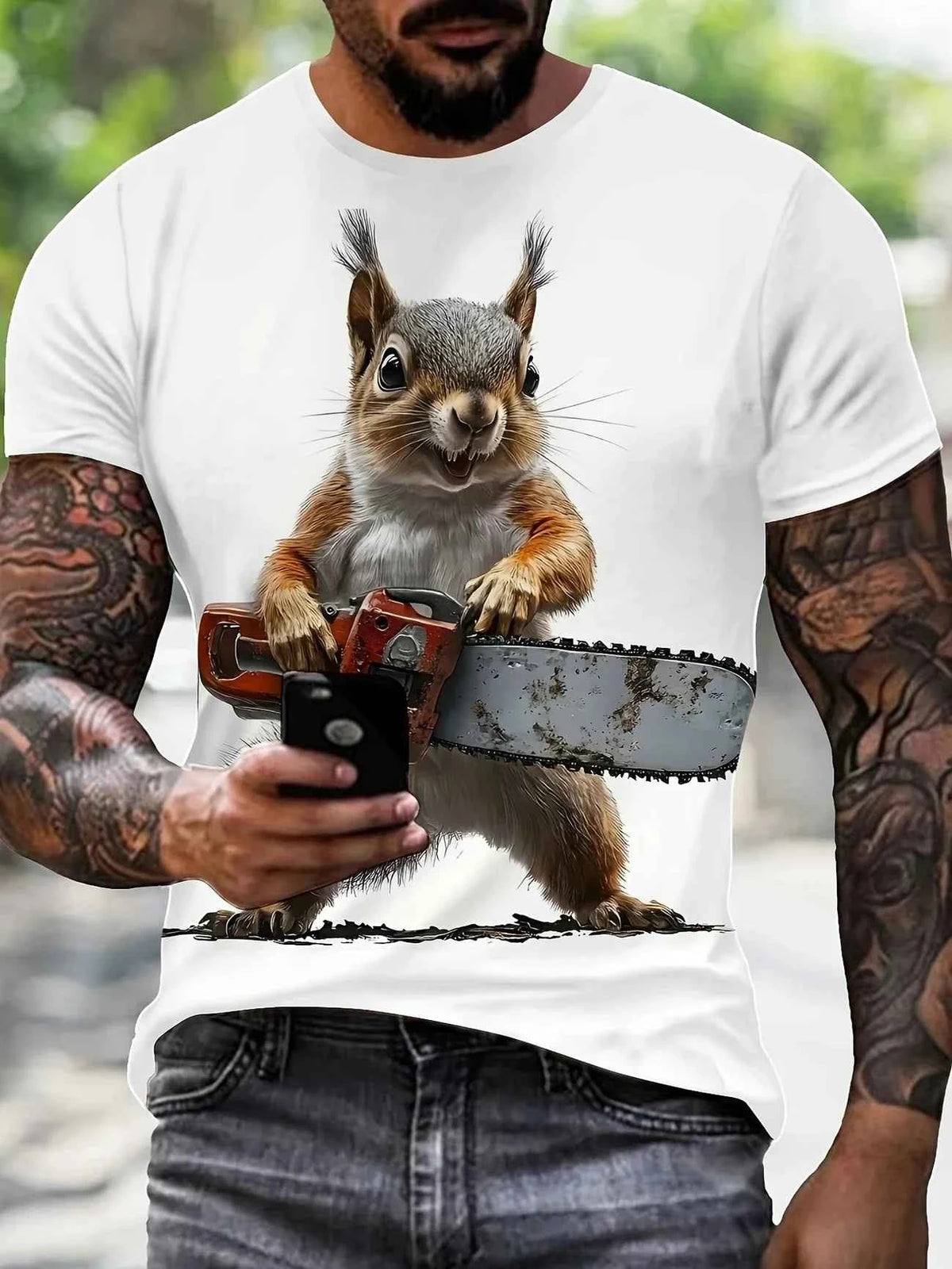 Cute Squirrel Graphic T-Shirt – Funny 3D Animal Print Unisex Casual Tee