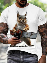 Cute Squirrel Graphic T-Shirt – Funny 3D Animal Print Unisex Casual Tee
