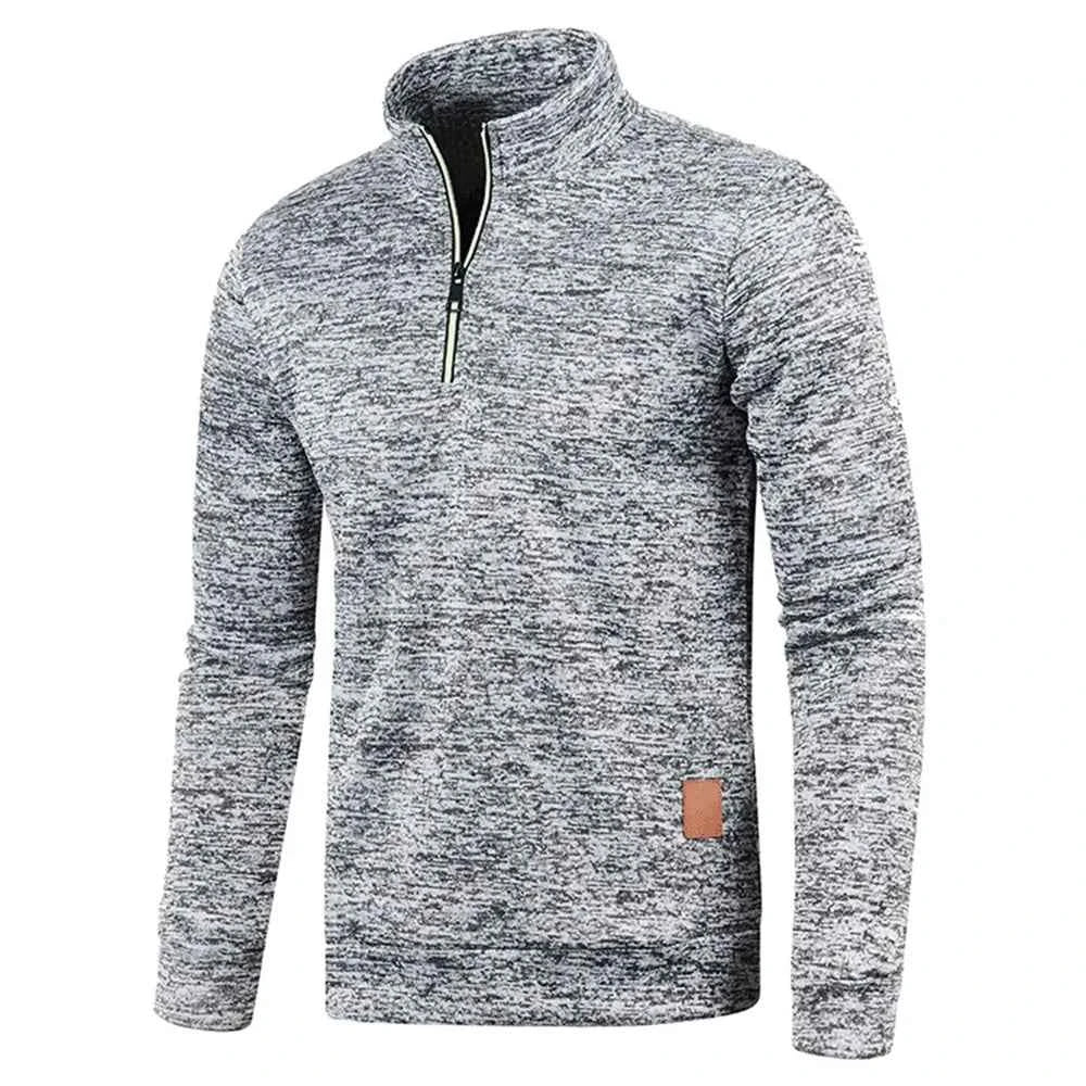 Men's Half Zipper Turtleneck Sweatshirt – Thick Pullover Turtleneck Autumn Outdoor Solid Color Top