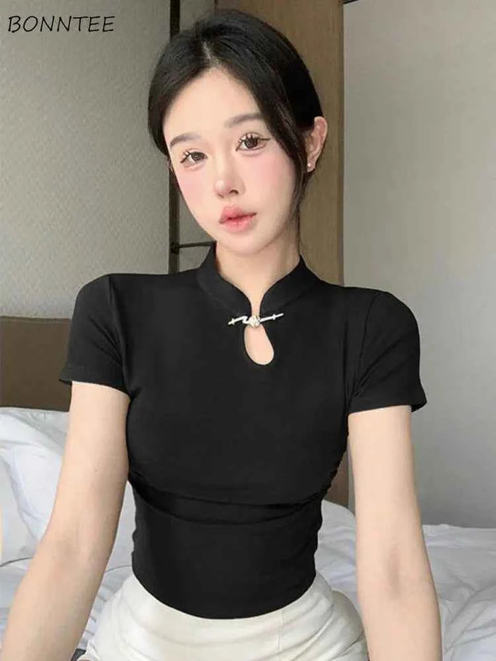 Women's Retro Chinese Style T-Shirt– Trendy Streetwear Casual Summer Tee