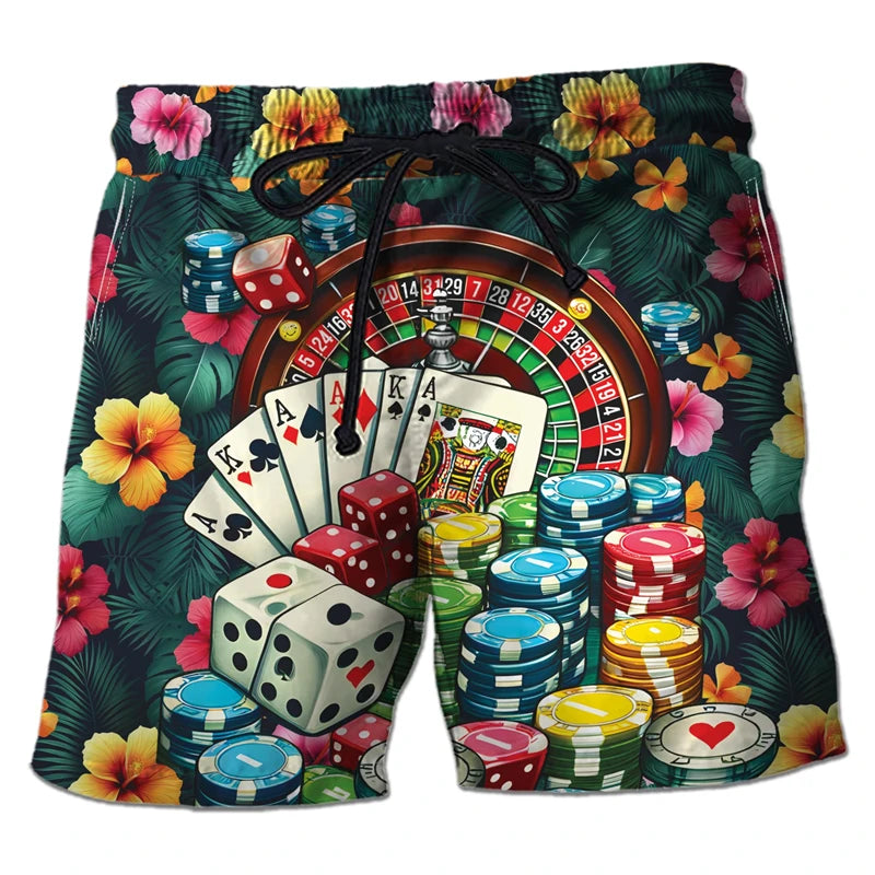 Men's Casino Poker Boardshorts – 3D Print Beach Shorts Casino Club Style