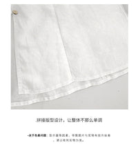Women's Linen V-Neck Shirt – Premium White Retro Three-Quarter Sleeve Top