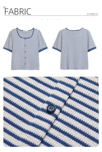 I BELIEVE YOU Women's Striped Slim Knit Top – Casual Retro Summer Round Neck Tee