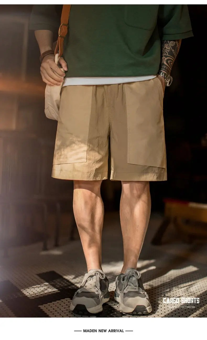 Men's Quick-Dry Cargo Shorts – Lightweight Khaki Outdoor Beach Shorts