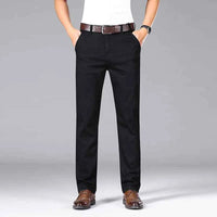 Men's Black Stretch Straight Jeans – Thin Breathable Business Casual Pants
