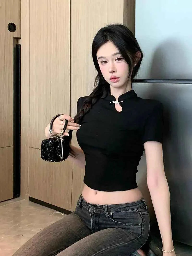 Women's Retro Chinese Style T-Shirt– Trendy Streetwear Casual Summer Tee