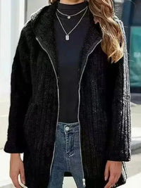 Women's Plus Size Teddy Zip Coat – Warm Hooded Winter Jacket with Pockets