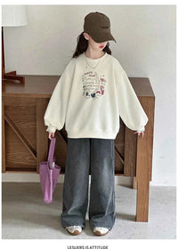 Girls Heart Pearl Sweatshirt – Kids Long Sleeve Casual Fashion Hoodie