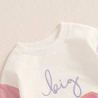 Kids Embroidered Letter Sweatshirt – Long Sleeve Crew Neck Pullover for Boys & Girls