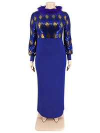 Women's Plus Size Vintage Maxi Dress – Elegant Long Sleeve Streetwear Dress