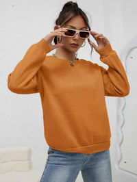 Women's Casual Solid Color Sweatshirt – Loose Fit Crewneck Fashion Pullover