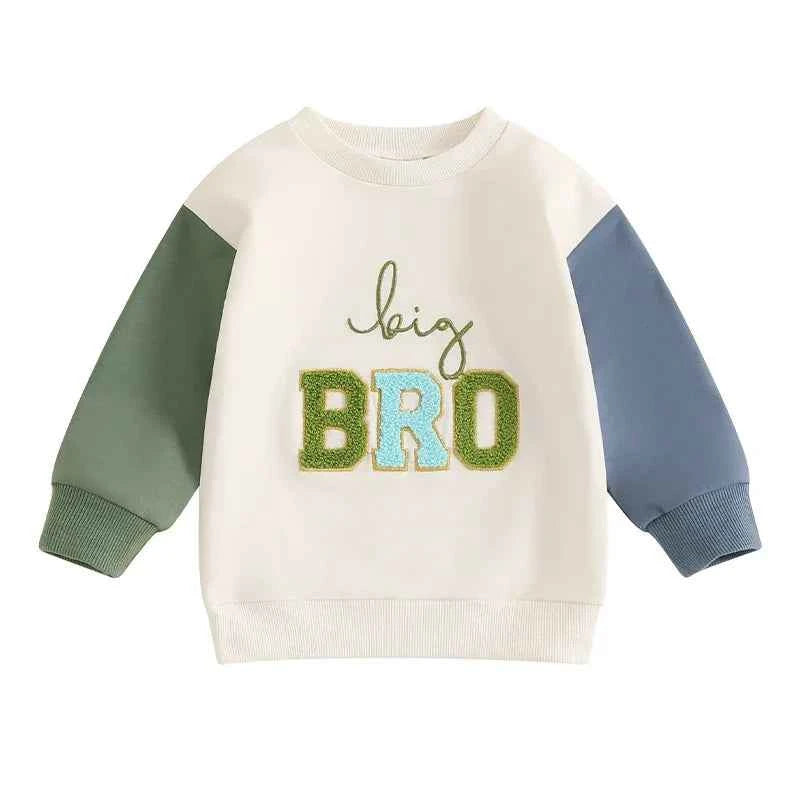 Kids Embroidered Letter Sweatshirt – Long Sleeve Crew Neck Pullover for Boys & Girls