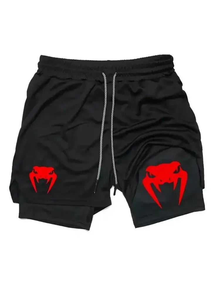 Men’s 2 in 1 running shorts breathable lightweight double layer gym shorts