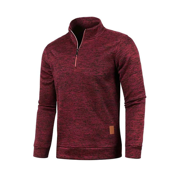 Men's Half Zipper Turtleneck Sweatshirt – Thick Pullover Turtleneck Autumn Outdoor Solid Color Top