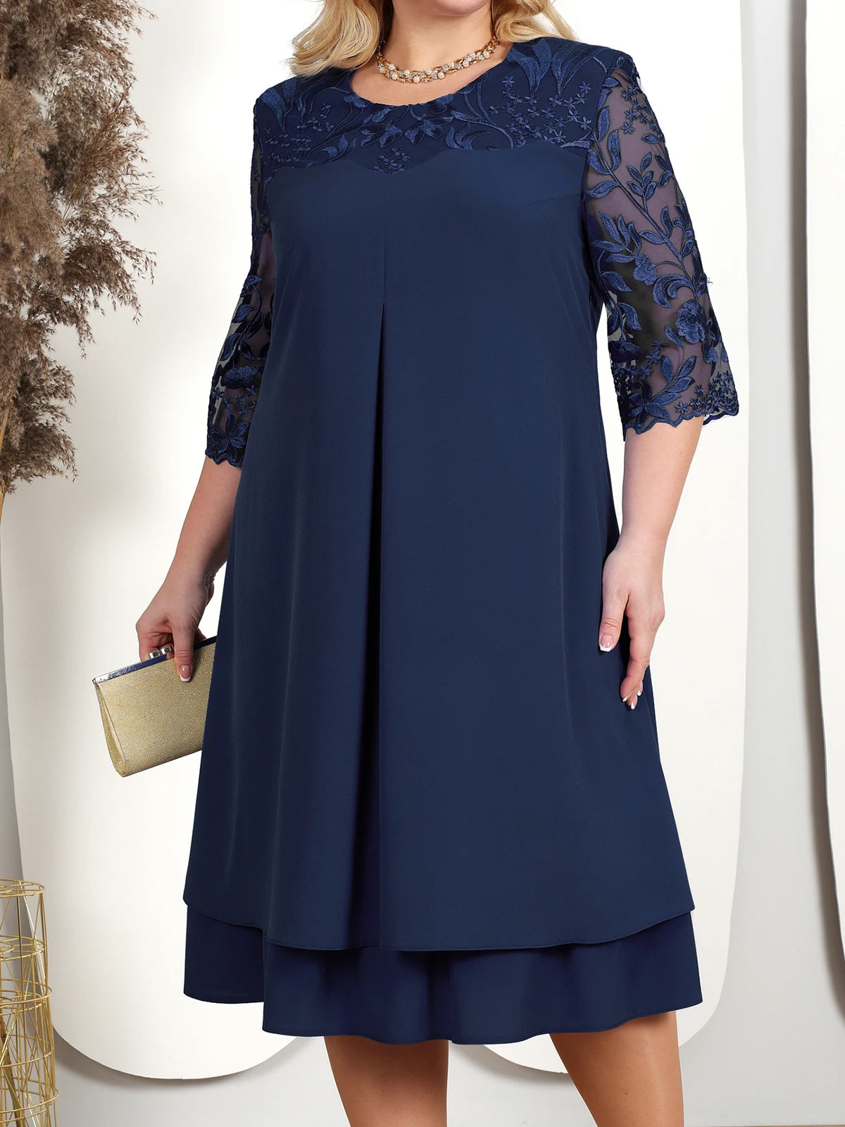 Women's Plus Size Floral Formal Dress – Elegant Loose Party & Wedding Dress 2025