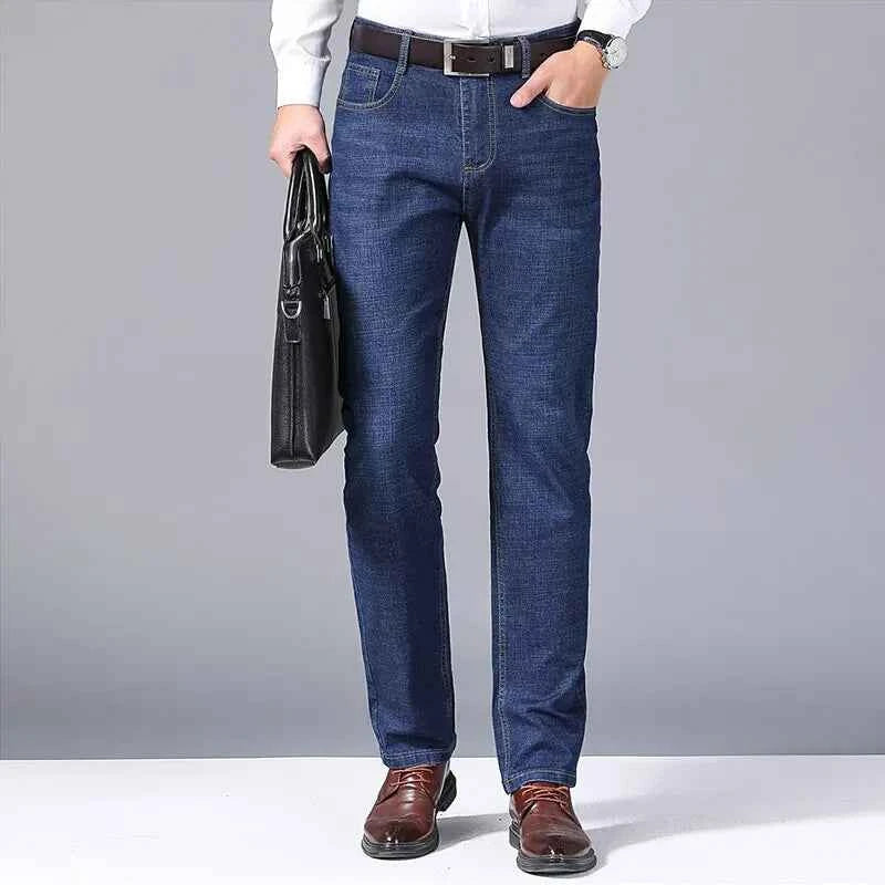 Men's Black Biker Denim Jeans – Classic Soft Stretch Casual Pants
