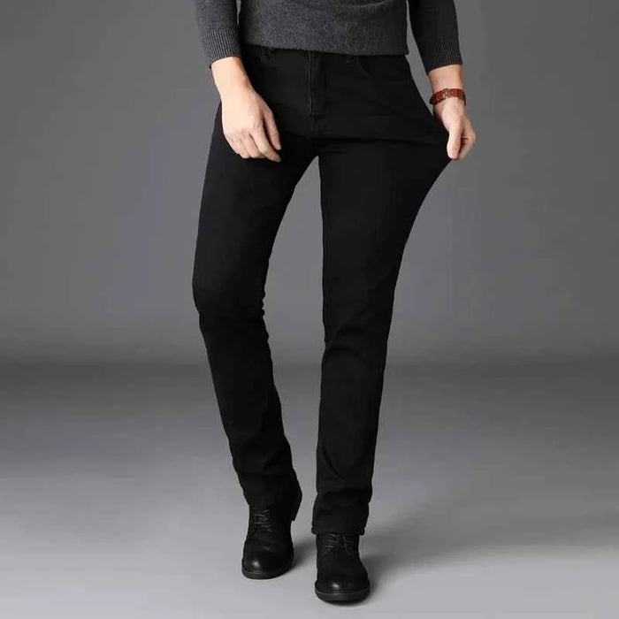 Men's Black Stretch Biker Jeans – Classic Fashion Denim Trousers