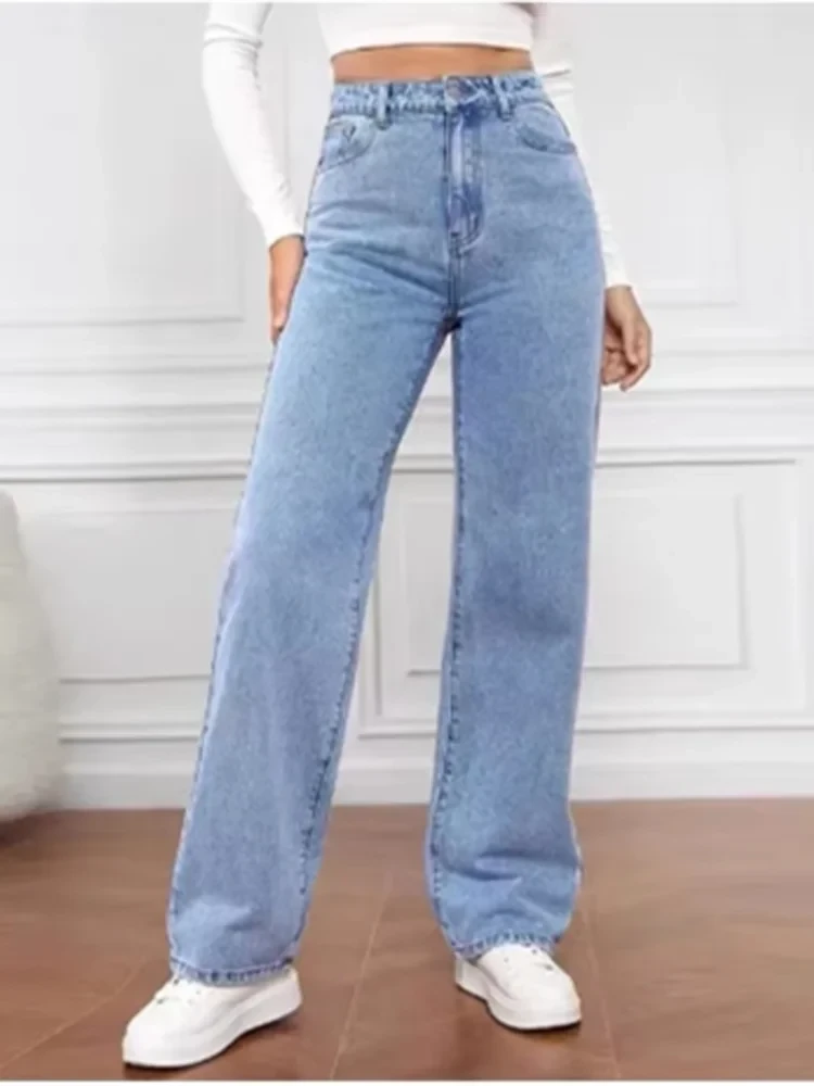 Women's High Waisted Black Straight Jeans – Straight Leg Pocket Casual Pants