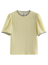 Women's French Lace Knitted Top – Chic Short Sleeve Summer Shirt 2024