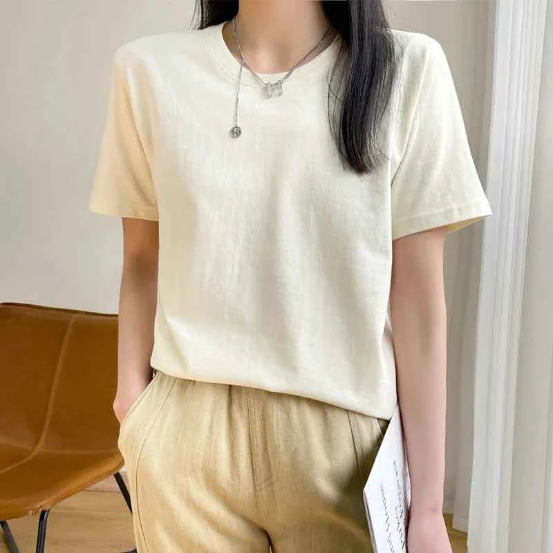 Women's Loose Cotton O-Neck T-Shirt – Casual Summer Short Sleeve Tee