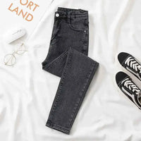 Women's Black Grey Slim Fit Jeans – Chic Cropped Smoothing Denim Pants
