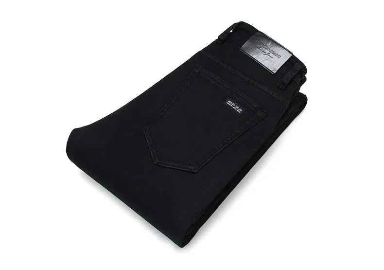 Men's Black Stretch Biker Jeans – Classic Fashion Denim Trousers