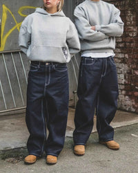 Retro Black Embroidered Wide Leg Jeans – Hip Hop Harajuku Streetwear Pants