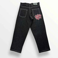 Men's Printed Embroidered Straight Jeans – Trendy Black Streetwear Denim Pants