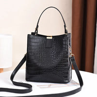 Crocodile Pattern Bucket Shoulder Bag for Women – Large Capacity Crossbody Handbag & Purse