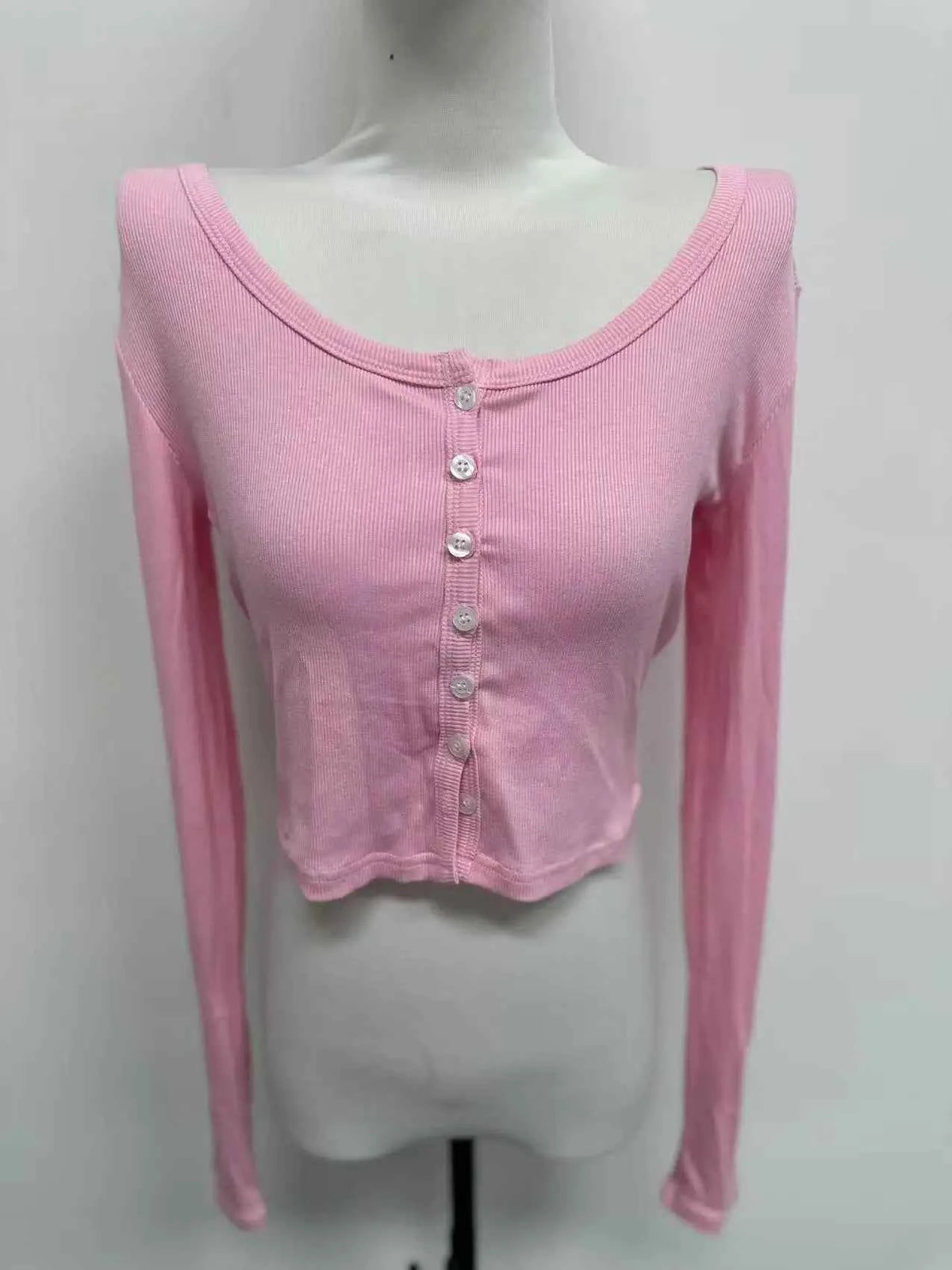 Women's Long Sleeve Crop T-Shirt – Slim Fit Single Breasted Streetwear Top