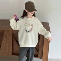 Girls Heart Pearl Sweatshirt – Kids Long Sleeve Casual Fashion Hoodie