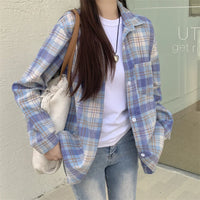Women's Plaid Button Down Shirt Jacket– Long Sleeve Casual Check Top