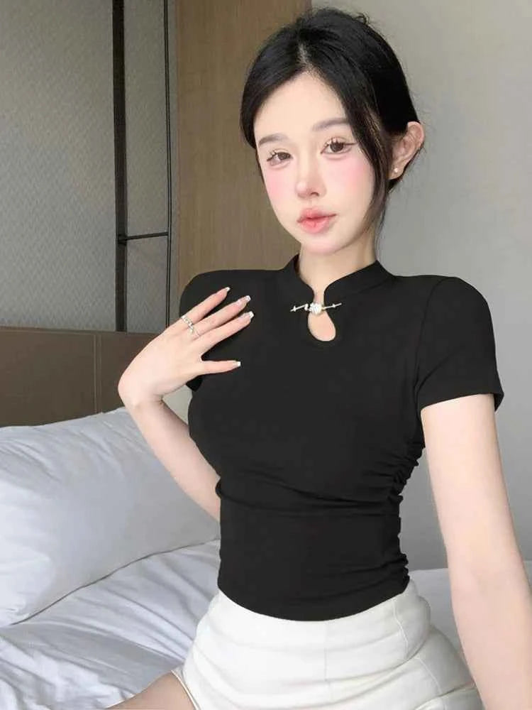 Women's Retro Chinese Style T-Shirt– Trendy Streetwear Casual Summer Tee