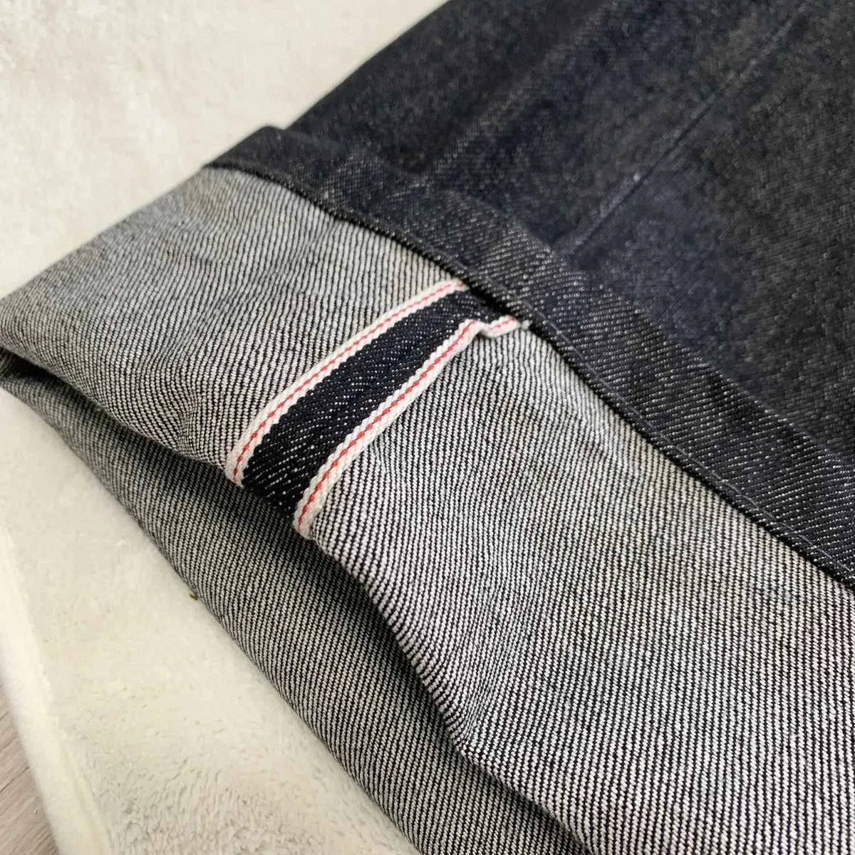 Men's Black Red Selvedge Jeans – Raw Denim Wide Leg Micro Flare Pants
