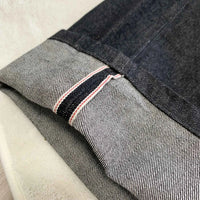 Men's Black Red Selvedge Jeans – Raw Denim Wide Leg Micro Flare Pants