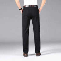 Men's Black Stretch Straight Jeans – Thin Breathable Business Casual Pants
