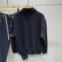 Men's Loose Knitted Polo Sweatshirt – Long Sleeve Early Autumn Casual Pullover