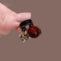 Rhinestone Red Pearl Mini Hair Claw Clip for Women & Girls – Elegant Sparkling Hair Accessory