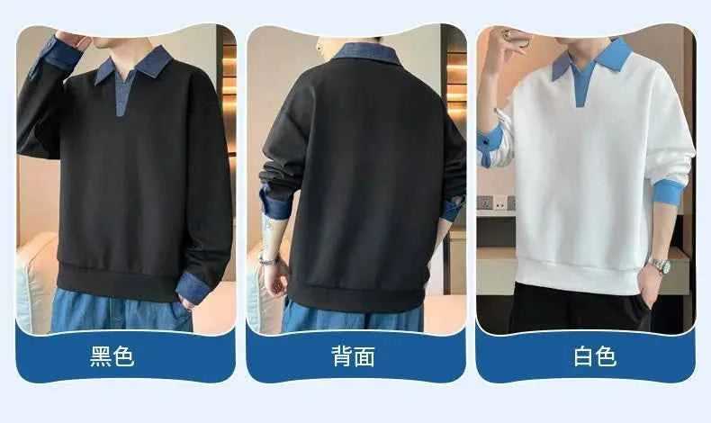 Men's Two Piece Lapel Sweatshirt Set – Loose Fit Casual Long Sleeve Top