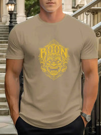 Men's Cotton Graphic Mask T-Shirt – Summer Round Neck Streetwear Tee