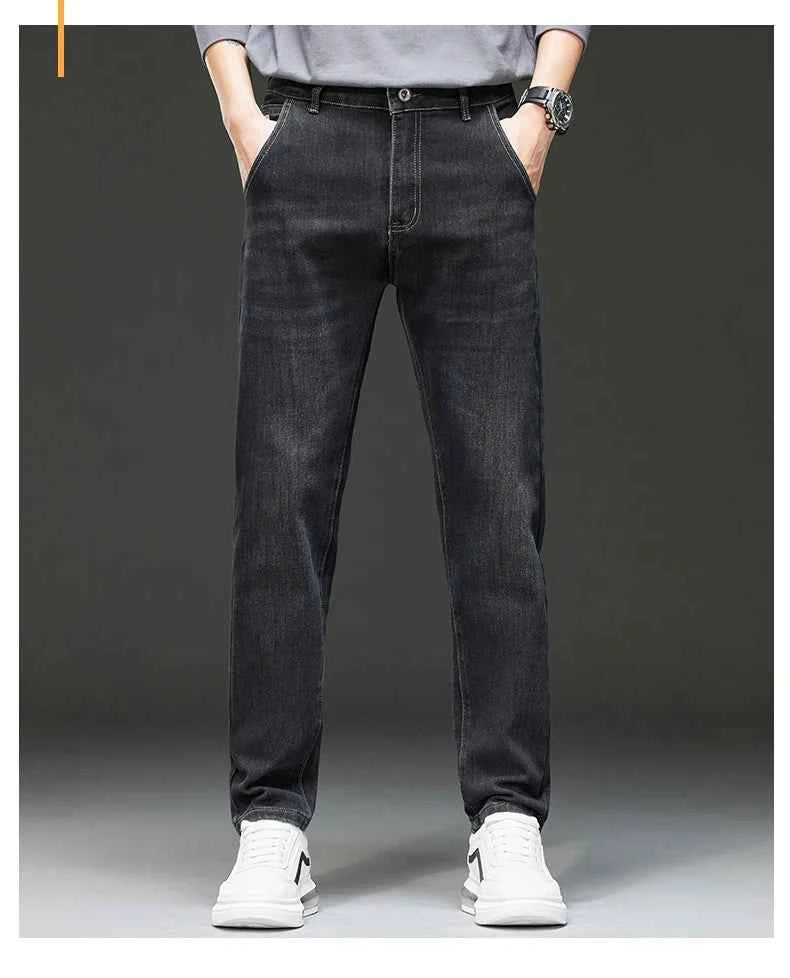 Men's Belted Straight Stretch Jeans – Korean Fashion Casual Denim Pants