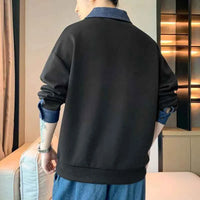 Men's Two Piece Lapel Sweatshirt Set – Loose Fit Casual Long Sleeve Top