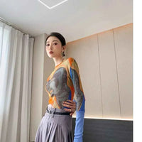 Women's vintage print T-shirt – Slim Fit All-Match Elegant Summer Tee