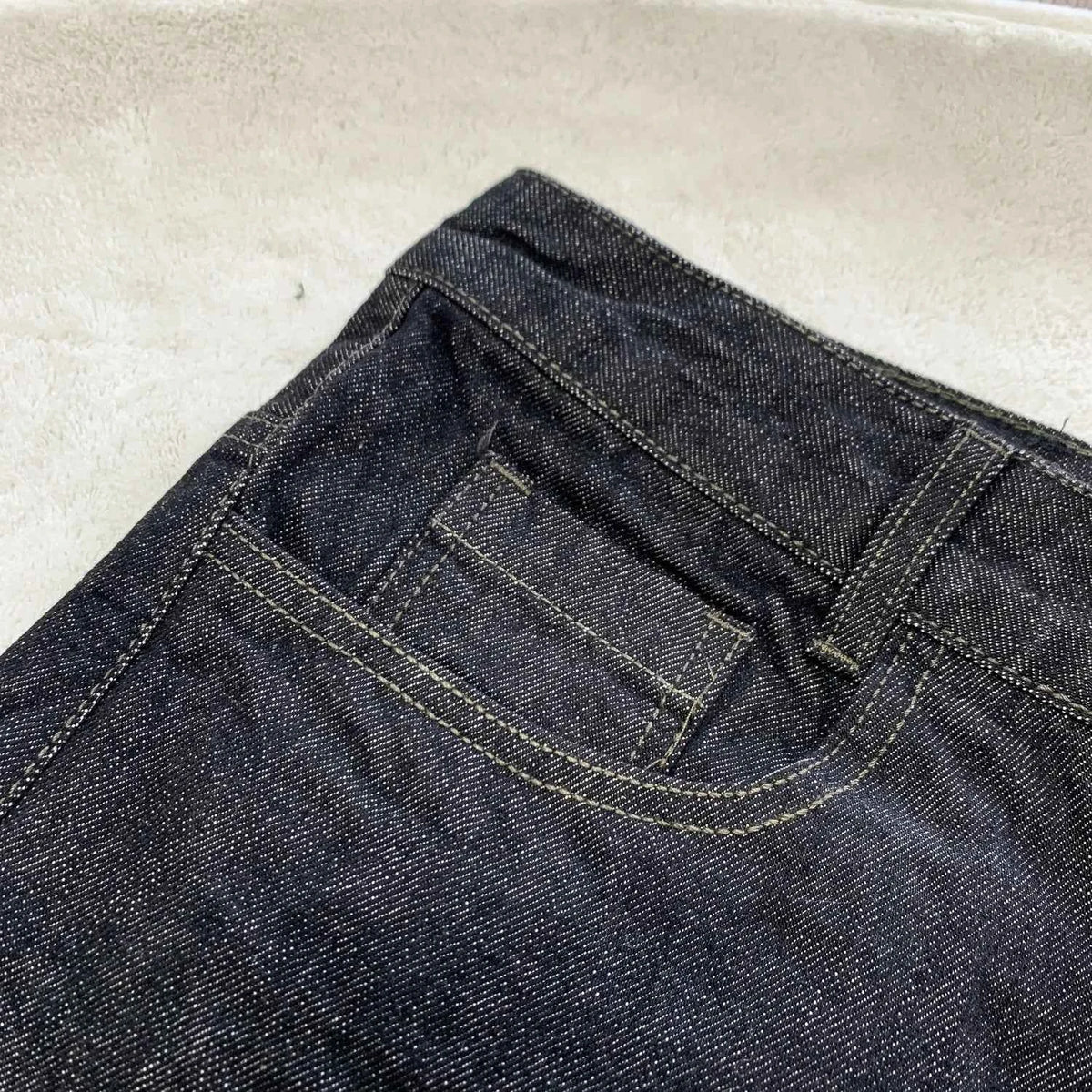 Men's Black Red Selvedge Jeans – Raw Denim Wide Leg Micro Flare Pants