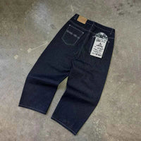 Vintage Black Wide Leg Embroidered Jeans – Hip Hop Harajuku Baggy Streetwear Pants