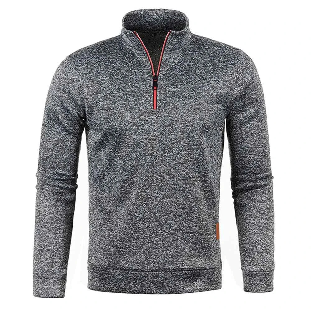 Men's Half Zipper Turtleneck Sweatshirt – Thick Pullover Turtleneck Autumn Outdoor Solid Color Top