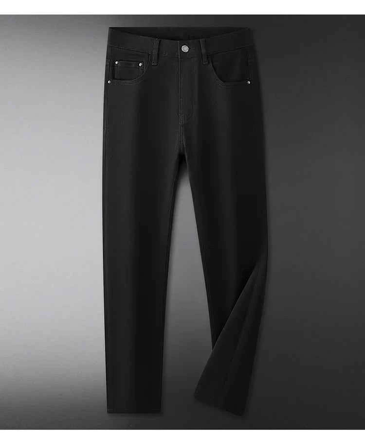 Men's Black Slim Stretch Jeans – Luxury Printed Casual Denim Pants